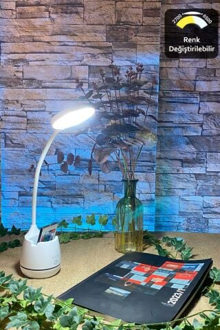 ACK Şarjlı Dokunmatik Kalemlikli LED Masa Lambası, Renk Değiştirilebilir, Bükülebilir AF11- 10014