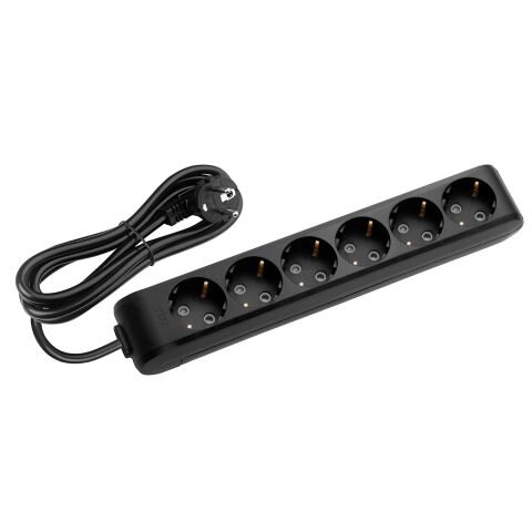 MULTİ-LET SİYAH ALTILI PRİZ 5 MT KABLOLU