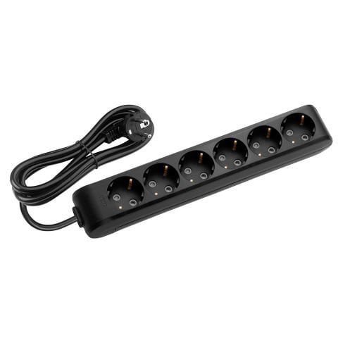 MULTİ-LET SİYAH ALTILI PRİZ 3 MT KABLOLU