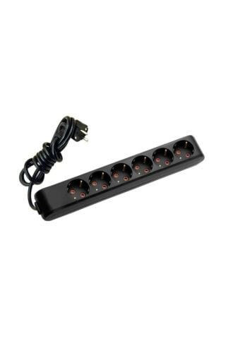 Multi-let Siyah 6'lı Topraklı Çocuk Korumalı Grup Priz-2 Metre