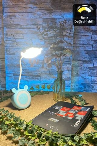 ACK Şarjlı Dokunmatik LED Masa Lambası, Çift Işıklı Mavi Gövde