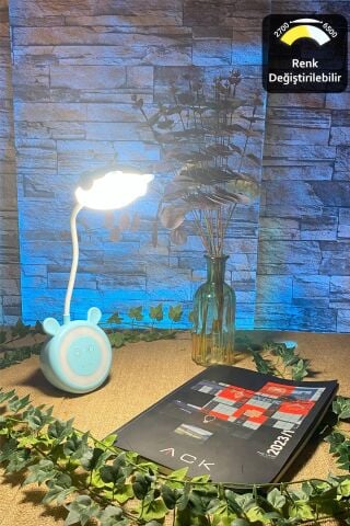 ACK Şarjlı Dokunmatik LED Masa Lambası, Çift Işıklı Mavi Gövde