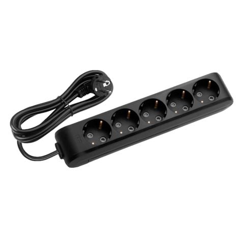 MULTİ-LET SİYAH BEŞLİ PRİZ 1 MT KABLOLU