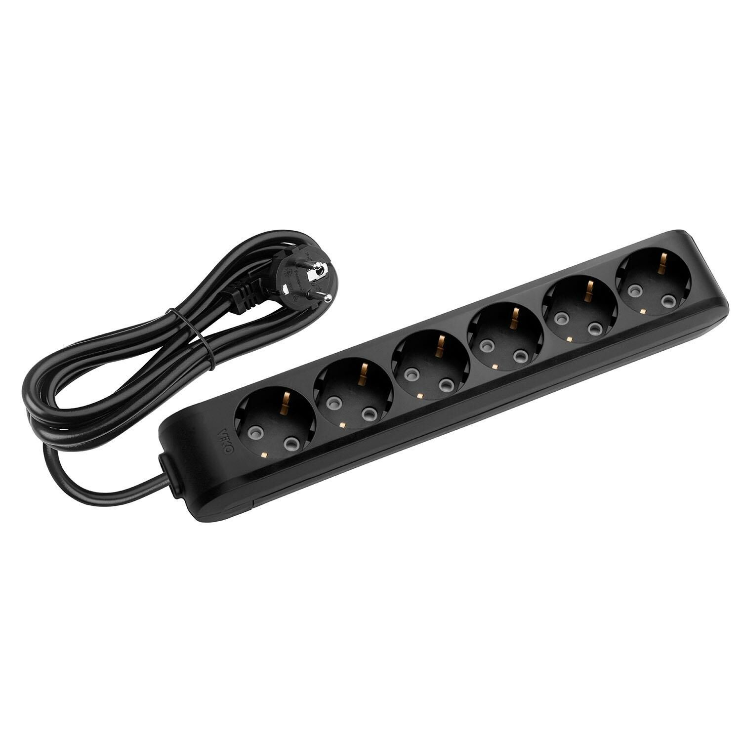 MULTİ-LET SİYAH ALTILI PRİZ 1 MT KABLOLU