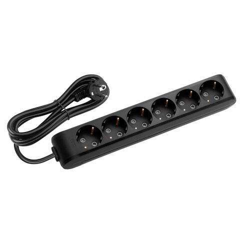 MULTİ-LET SİYAH ALTILI PRİZ 1 MT KABLOLU