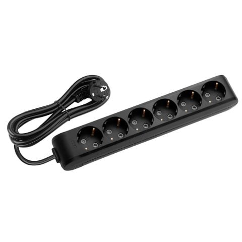 MULTİ-LET SİYAH ALTILI PRİZ 1 MT KABLOLU