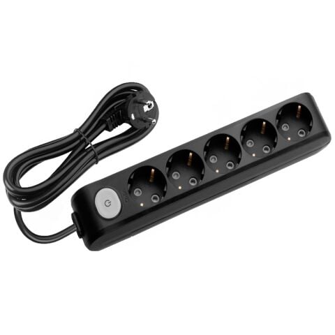 MULTİ-LET SİYAH ANAHTARLI BEŞLİ PRİZ 3 MT KABLOLU