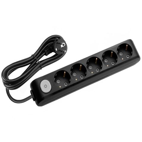 MULTİ-LET SİYAH ANAHTARLI BEŞLİ PRİZ 5 MT KABLOLU