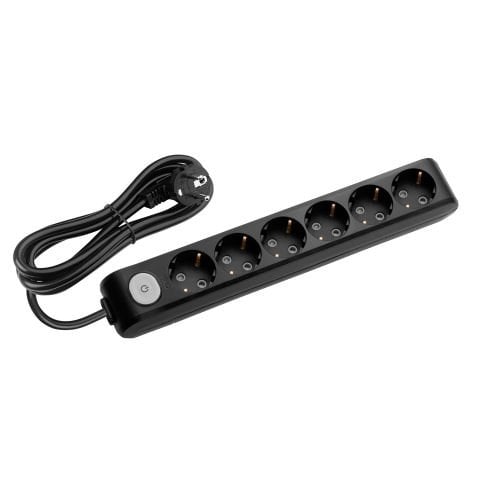 MULTİ-LET SİYAH ANAHTARLI ALTILI PRİZ 5 MT KABLOLU