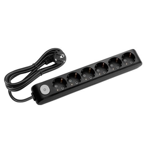 MULTİ-LET SİYAH ANAHTARLI ALTILI PRİZ 5 MT KABLOLU