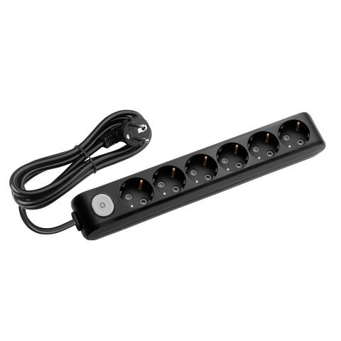 MULTİ-LET SİYAH ANAHTARLI ALTILI PRİZ 5 MT KABLOLU