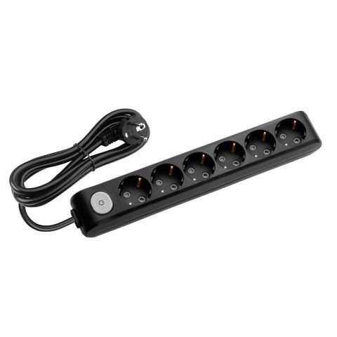 MULTİ-LET SİYAH ANAHTARLI ALTILI PRİZ 2 MT KABLOLU