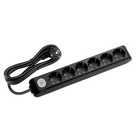 MULTİ-LET SİYAH ANAHTARLI ALTILI PRİZ 1 MT KABLOLU