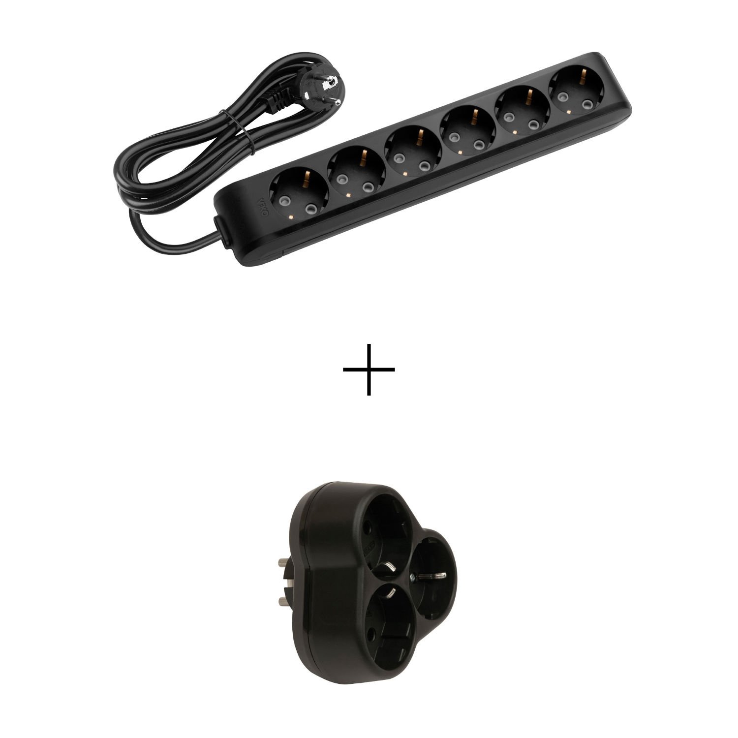 Viko Multi-Let Siyah Altılı 5 Metre Kablolu Grup Priz + Siyah Yonca 90133605