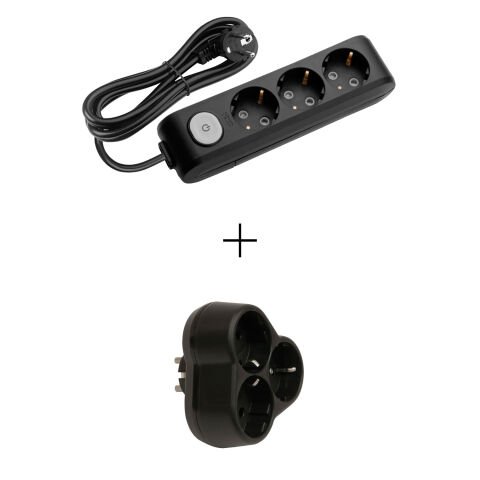 Viko Multi-Let Siyah Üçlü Anahtarlı 2 Metre Kablolu Grup Priz + Siyah Yonca 90137302