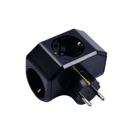 VİKO TOPRAKLI 3LÜ FİŞ-PRİZ SİYAH YONCA PLUS