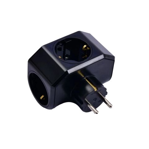 VİKO TOPRAKLI 3LÜ FİŞ-PRİZ SİYAH YONCA PLUS