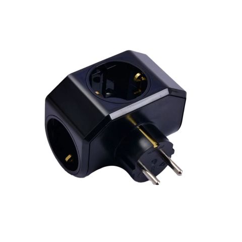 VİKO TOPRAKLI 3LÜ FİŞ-PRİZ SİYAH YONCA PLUS