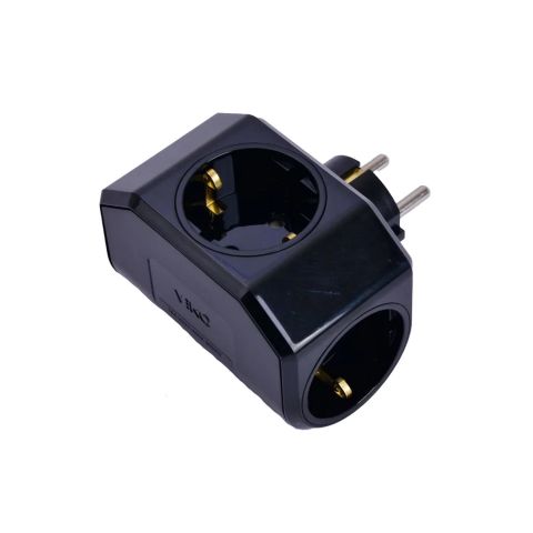 VİKO TOPRAKLI 3LÜ FİŞ-PRİZ SİYAH YONCA PLUS