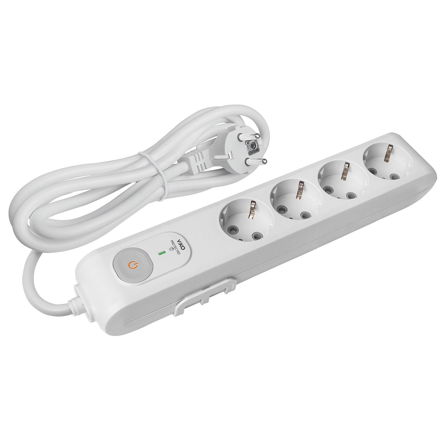 Viko 90117630 Multi-Let Şok Korumalı Akım Korumalı Dörtlü Grup Priz, 1050 Joule