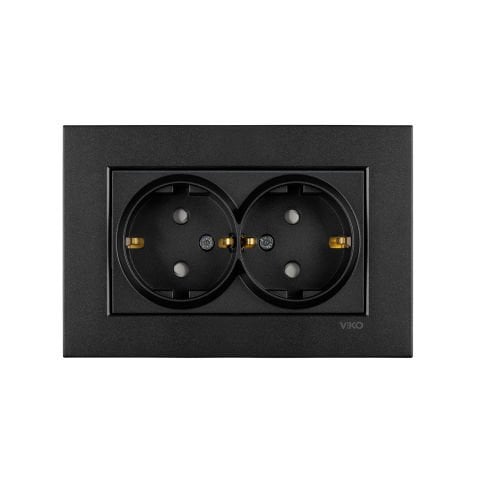 Viko Artline Novella Siyah İkili Topraklı Priz Çerçeveli - 92605558