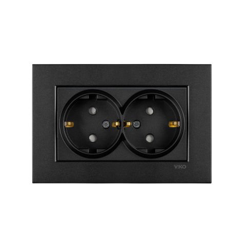 Viko Artline Novella Siyah İkili Topraklı Priz Çerçeveli - 92605558