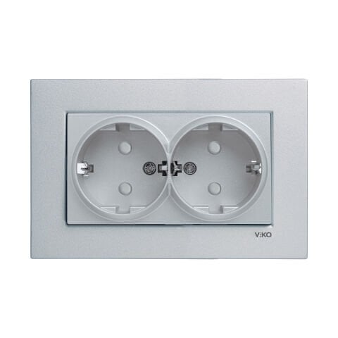 Viko Artline Novella Gümüş İkili Topraklı Priz Çerçeveli - 92605058