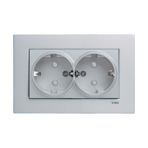 Viko Artline Novella Gümüş İkili Topraklı Priz Çerçeveli - 92605058