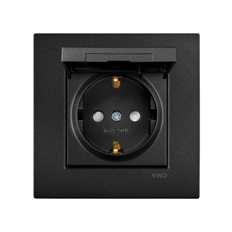 Viko Artline Novella Siyah Kapaklı Topraklı Priz Çerçeveli - 92605512