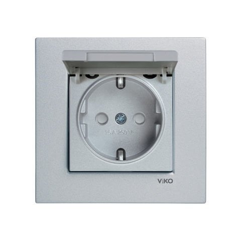 Viko Artline Novella Gümüş Kapaklı Topraklı Çocuk Korumalı Priz Çerçeveli - 92605012