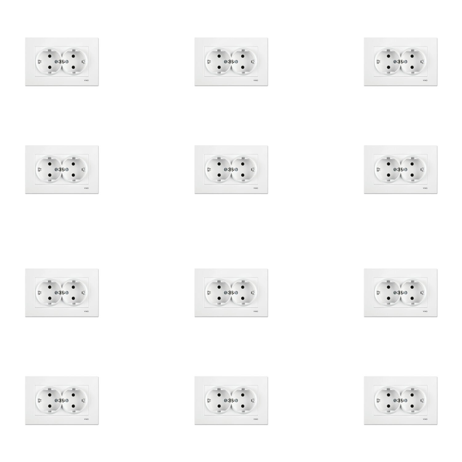 Viko Karre Beyaz İkili Topraklı Priz Çerçeve Dahil 12 Adet 90967056