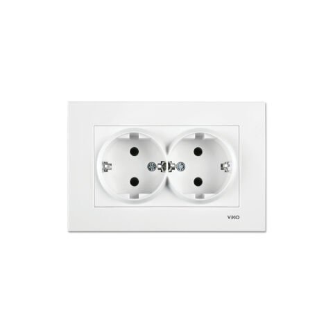 Viko Karre Beyaz İkili Topraklı Priz Çerçeve Dahil 90967056