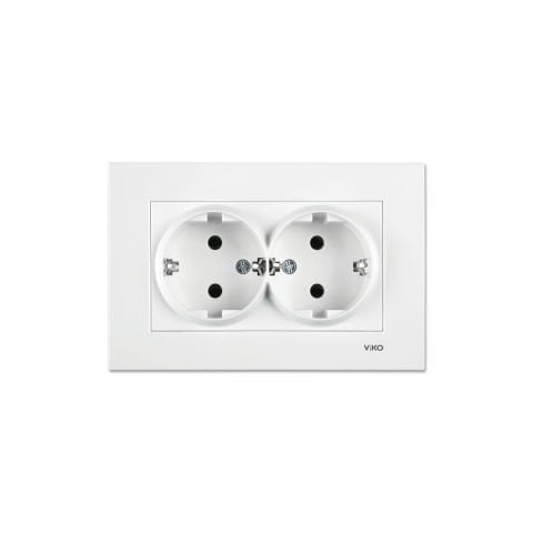 Viko Karre Beyaz İkili Topraklı Priz Çerçeve Dahil 90967056