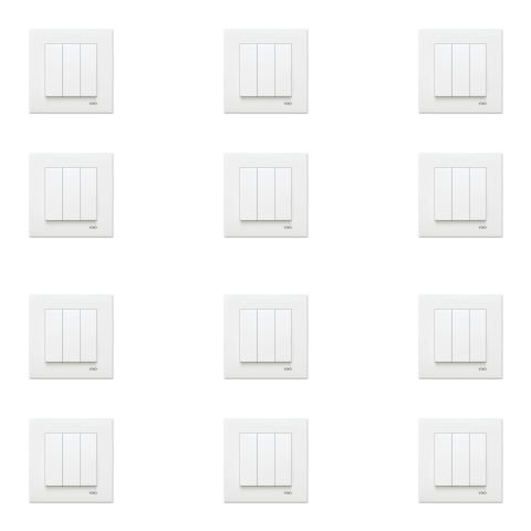 Viko Karre Beyaz Üçlü Anahtar Çerçeve Dahil 12 Adet 90967068