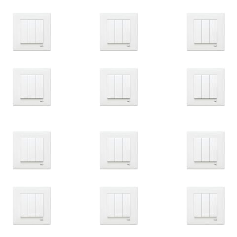 Viko Karre Beyaz Üçlü Anahtar Çerçeve Dahil 12 Adet 90967068