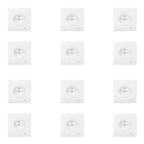 Viko Karre Beyaz Çocuk Korumalı UPS Priz Çerçeve Dahil 12 Adet 90967045