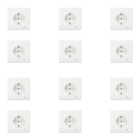 Viko Karre Beyaz Çocuk Korumalı Topraklı Priz Çerçeve Dahil 12 Adet 90967042