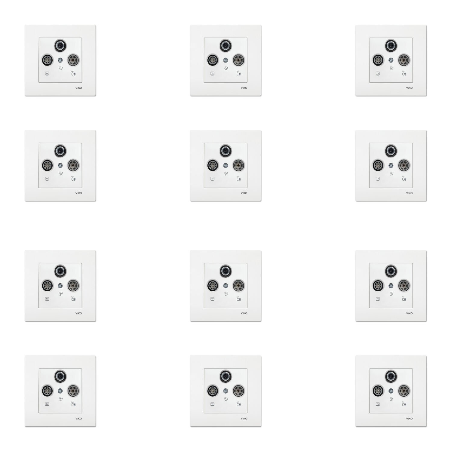 Viko Karre Beyaz Uydu Prizi Sonlu (SAT-TV-RD) Çerçeve Dahil 12 Adet 90967041