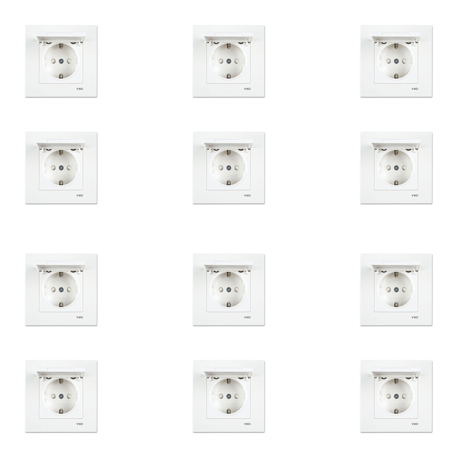 Viko Karre Beyaz Çocuk Korumalı Kapaklı Topraklı Priz Çerçeve Dahil 12 Adet 90967012