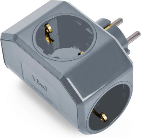 Viko Topraklı Yonca Plus Gri Üçlü Topraklı Priz