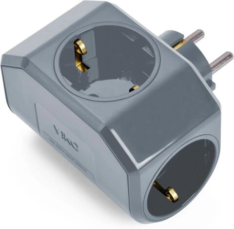 Viko Topraklı Yonca Plus Gri Üçlü Topraklı Priz