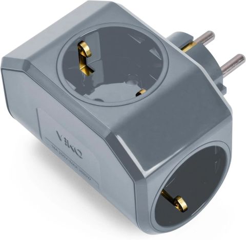 Viko Topraklı Yonca Plus Gri Üçlü Topraklı Priz