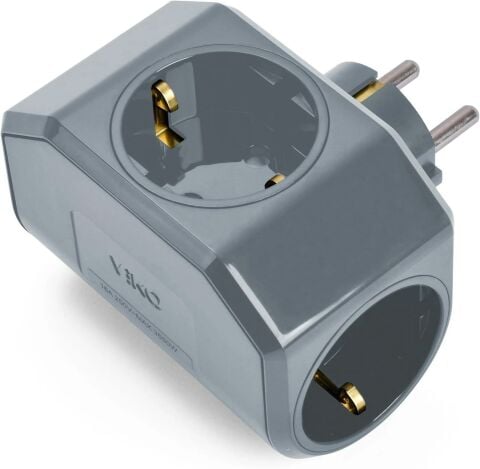 Viko Topraklı Yonca Plus Gri Üçlü Topraklı Priz