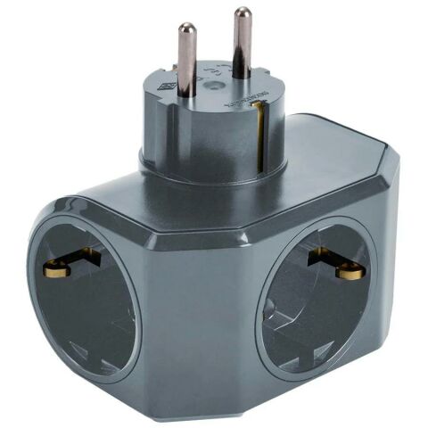 Viko Topraklı Yonca Plus Gri Üçlü Topraklı Priz