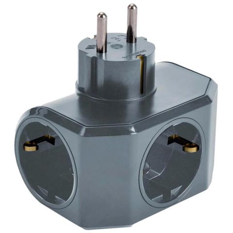 Viko Topraklı Yonca Plus Gri Üçlü Topraklı Priz