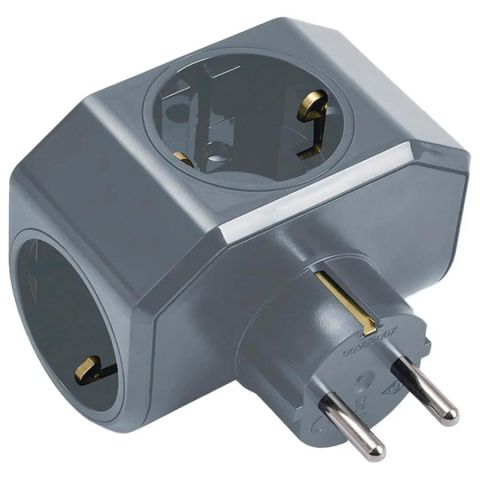 Viko Topraklı Yonca Plus Gri Üçlü Topraklı Priz