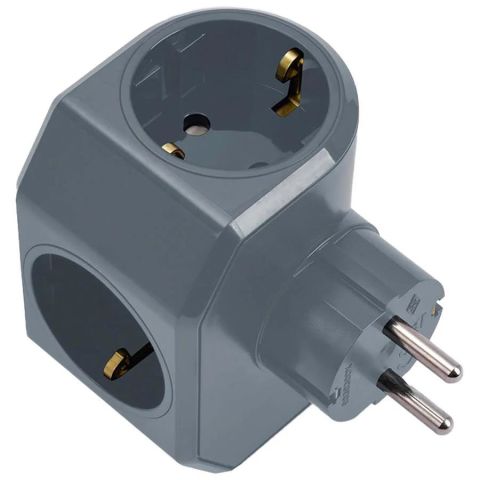 Viko Topraklı Yonca Plus Gri Üçlü Topraklı Priz