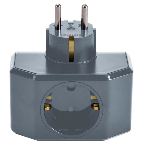 Viko Topraklı Yonca Plus Gri Üçlü Topraklı Priz