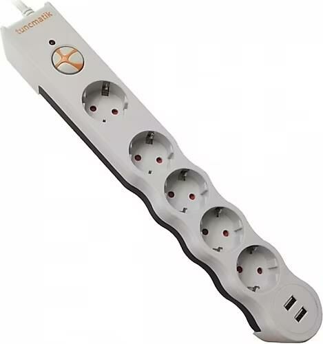 TUNCMATİK POWER 5Lİ+USB ENERJİ KOR.PRİZİ-BEYAZ