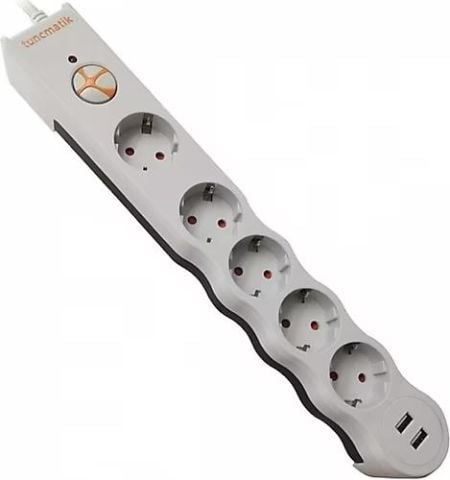 TUNCMATİK POWER 5Lİ+USB ENERJİ KOR.PRİZİ-BEYAZ